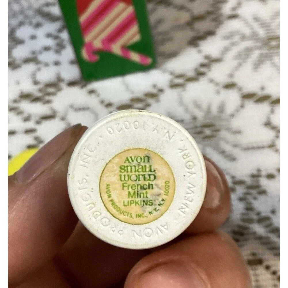 Vintage Avon Small World Lipkins French Mint Lip Pomade NOS Original Box USA